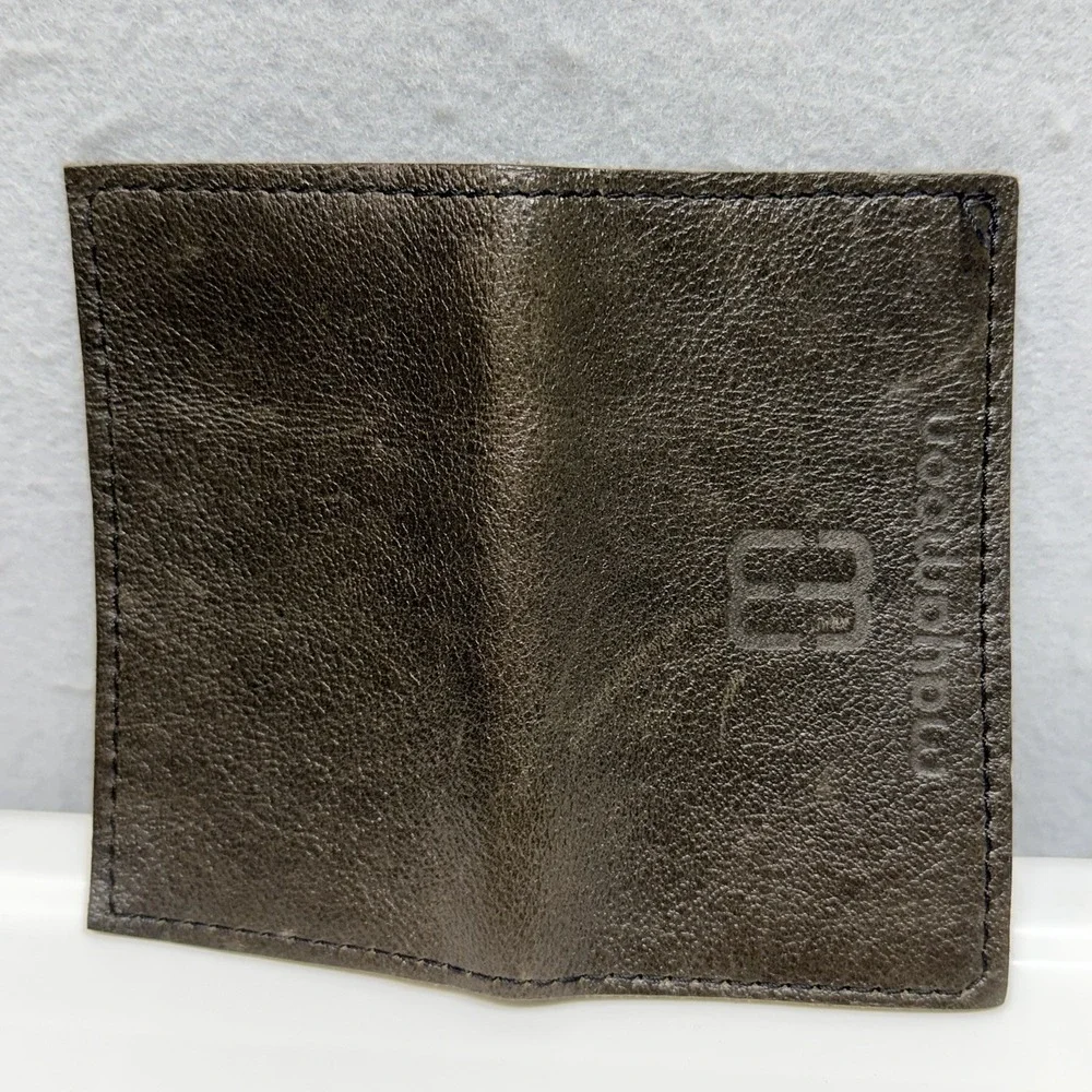 Mayamoon Leather Minimalist Business Card Holder Wallet Slim Brown Card Case